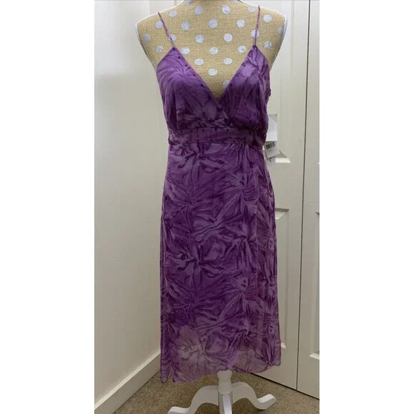 VtG Jonathan Martin 100% Silk Dress Y2K Fairy Babydoll Purple Sheer Sz 6 NWT - Picture 1 of 16
